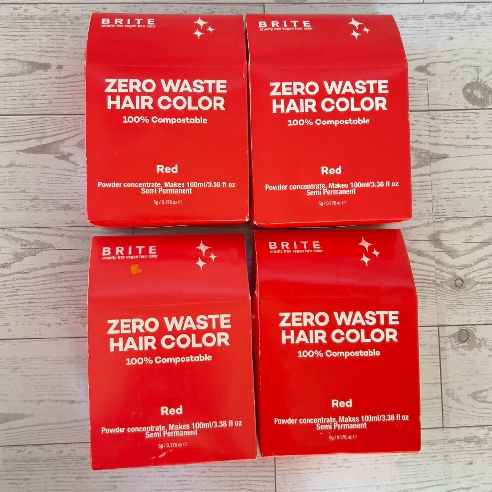 Lot of 4 BRITE Zero Waste Hair Color Red Powder Concentrate - Free Shipping!!